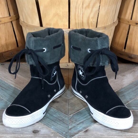 Converse Andover High Black Suede Fleece Lined Hi Sneaker Boots Womens Size 7 - Picture 6 of 10